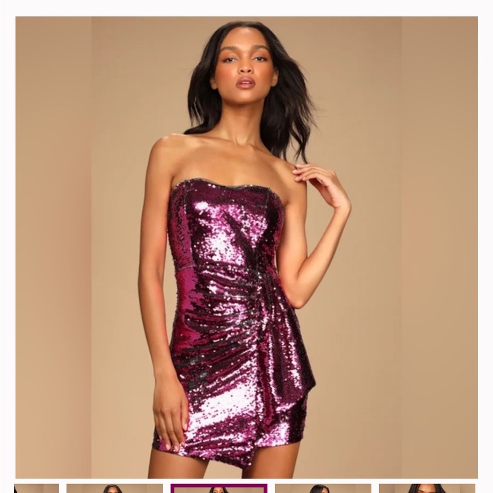 NWT Lulu’s strapless Pink/Silver mini dress